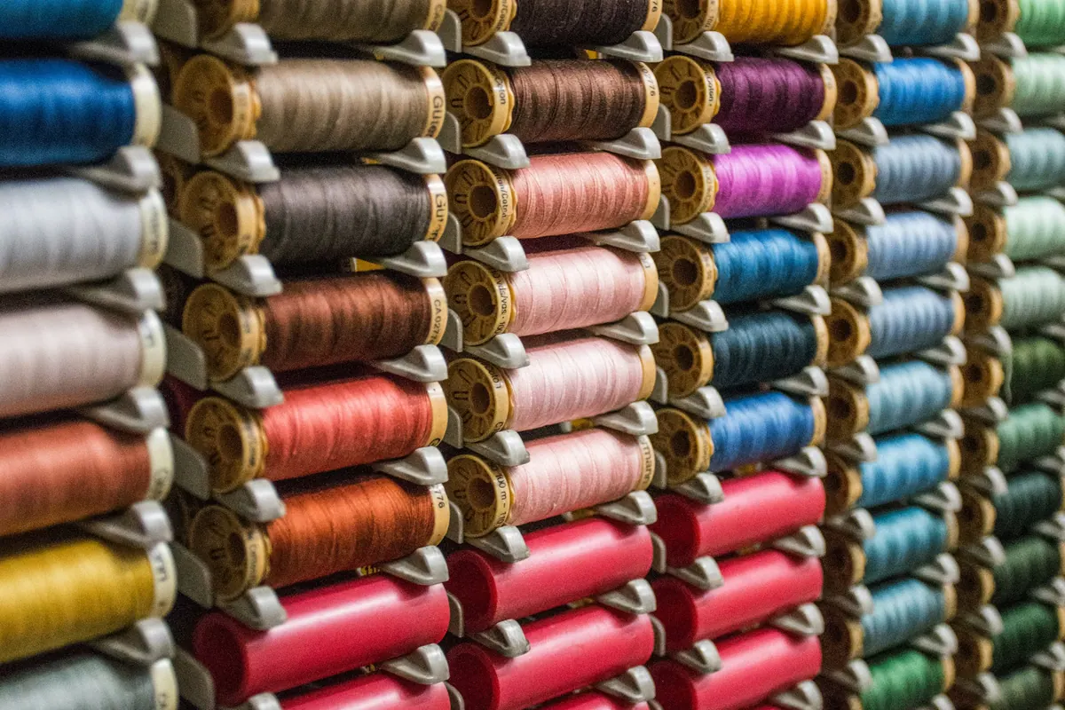 Stacked bolts of fabric prepared for project and bulk textile supply